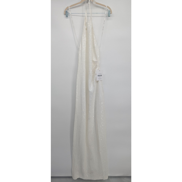 NWT Ronny Kobo Halo High-Neck Sequined Maxi Dress Gown Size 10 White #ND451 - Picture 2 of 12
